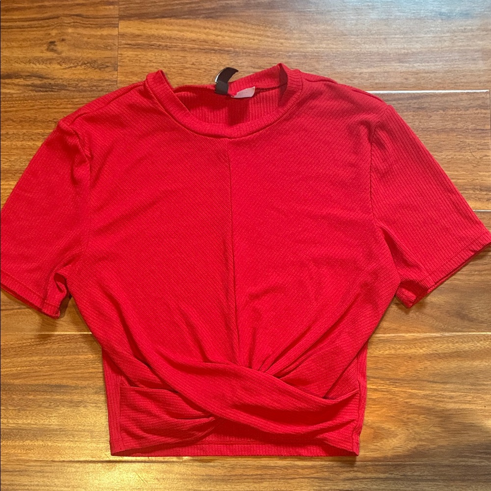 H&M Red Twist Front Tee
